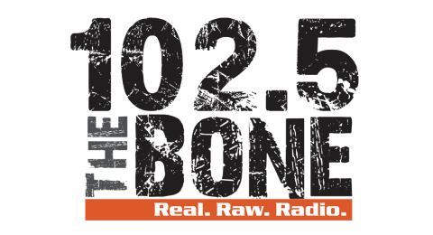102.5 The Bone - Real. Raw. Radio. Logo
